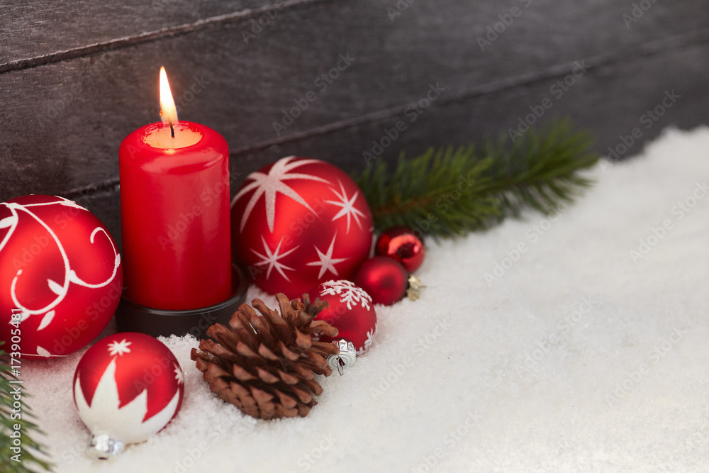 Frohe Weihnachten mit Kerze als Dekoration Stock Photo Adobe Stock