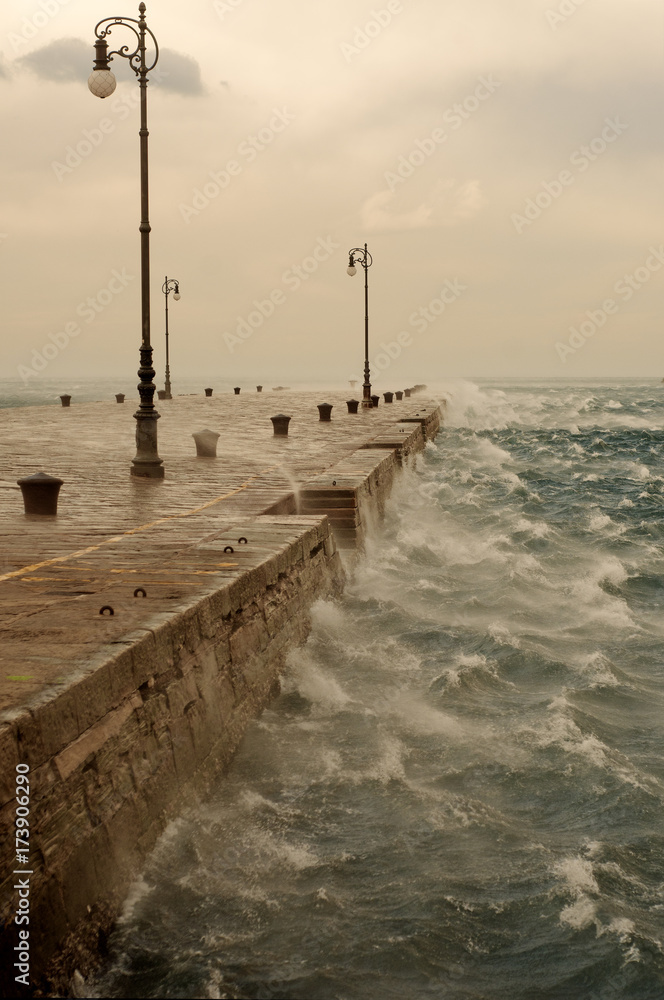 Fototapeta premium Bora, a stormy wind in Trieste, Italy