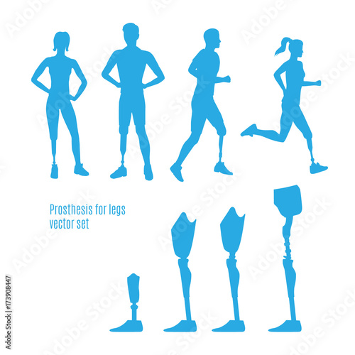 Prosthesis for legs vector silhouettes.