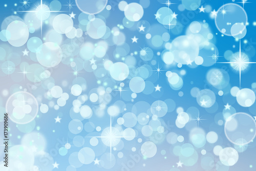 Christmas and new year abstract background. Light blue background bokeh blur