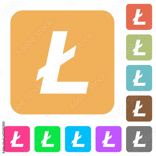 Litecoin digital cryptocurrency rounded square flat icons