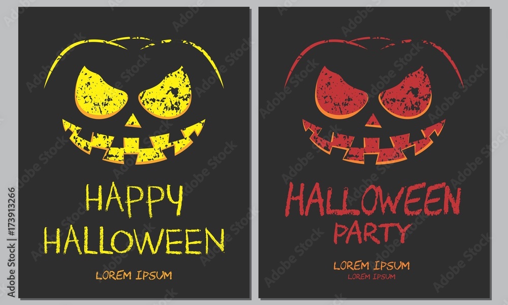 Happy Halloween Party Posters For Brochure, Flyer, Greeting Card, Celebration Card, Web Banner Background