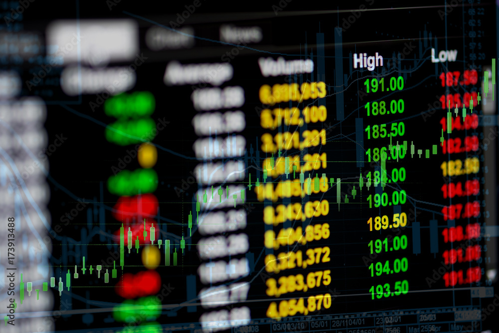 Fototapeta premium Stock exchange graph chart analysis global financial statistic data 