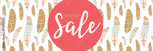 winter sale - backround with pattern and text 