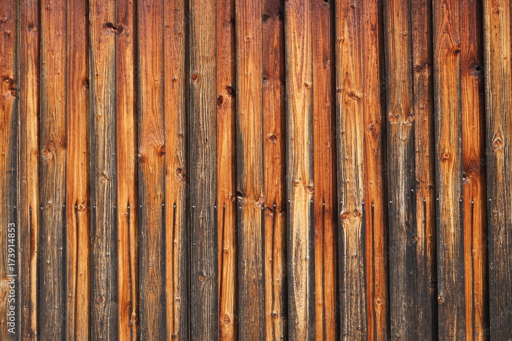 Wand eines Holzschuppens Wand eines Holzschuppens