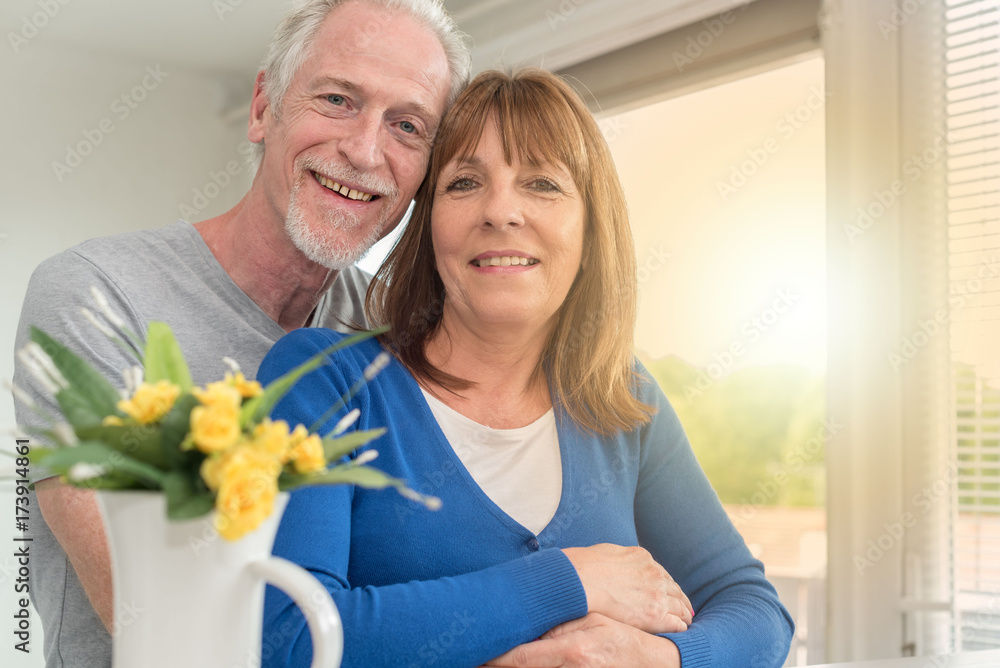 Portrait of a happy senior couple, light effect Portrait of a happy senior couple, light effect