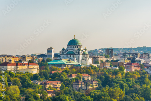 Belgrade, Serbia 23/09/2017: Panorama Temple of Saint Sava in Belgrade