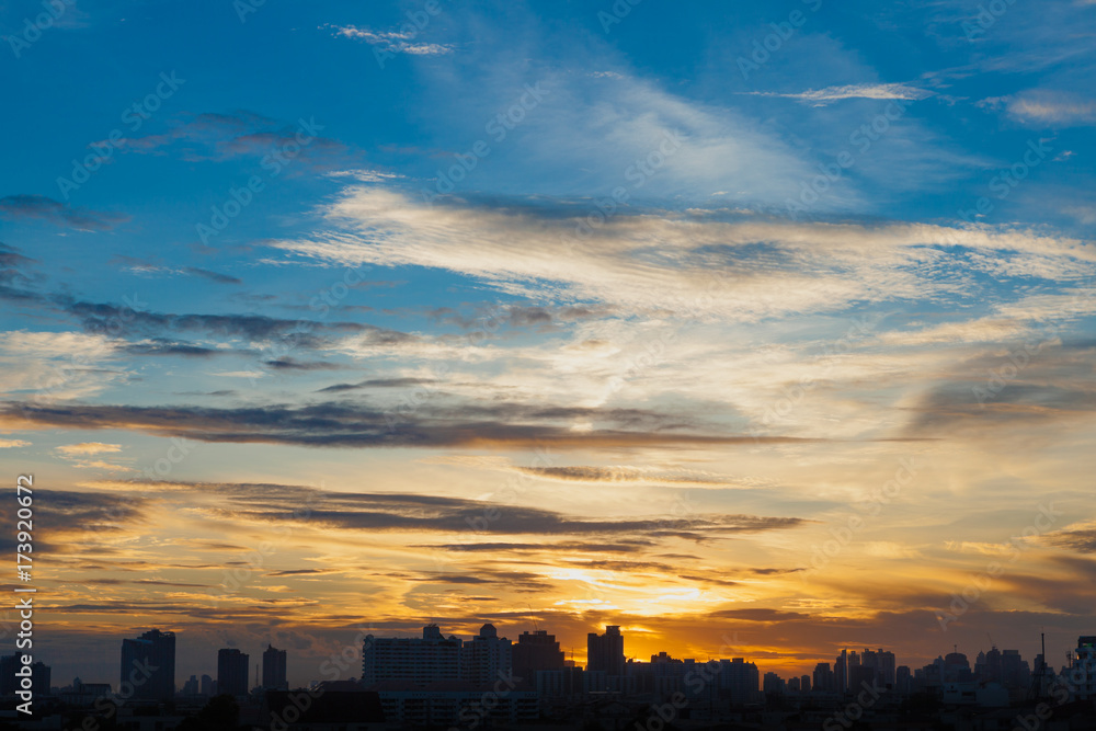 Sunset sunrise in Bangkok, Thaland.