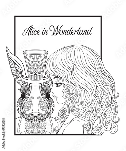 Hare or rabbit in the hat from the fairy tale Alice in Wonderla