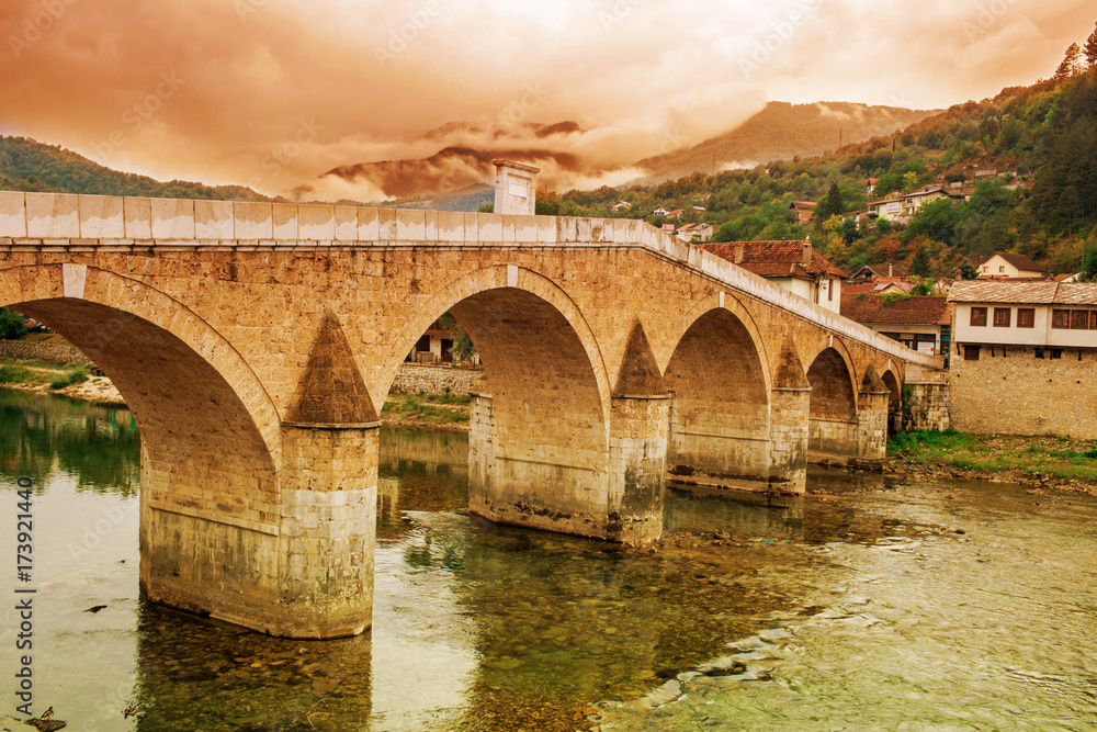 Stara Cuprija Bridge Or Konjic Bridge Over Neretva River An Ottoman Inspired Bridge A Cultural Heritage In Konjic Town Of Bosnia And Herzegovina
