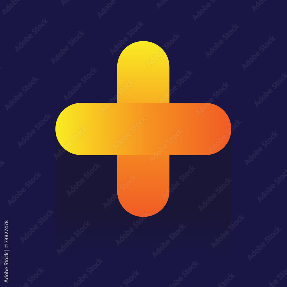 Obraz premium plus icon on blue background. Vector illustration. logo. Symbols. web