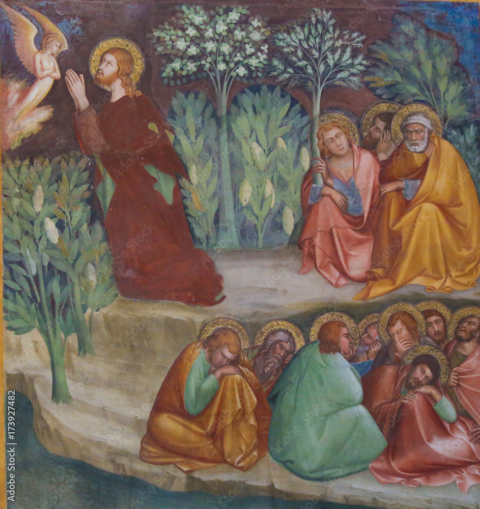 Fototapeta Fresk w San Gimignano - Jezus w ogrodzie Getsemani