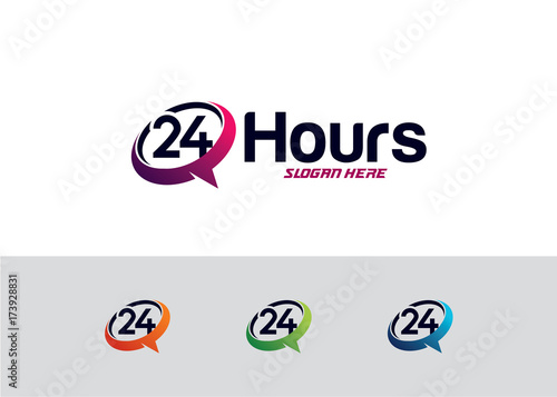 24 Hours Service Logo Template Design Vector, Emblem, Design Concept, Creative Symbol, Icon