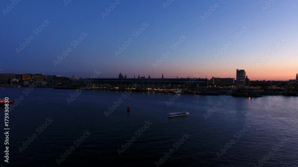 Night cityscape of Amsterdam, view from above Night cityscape of Amsterdam, view from above