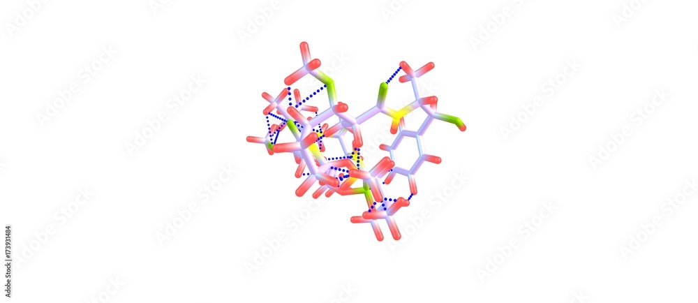 Monomethyl auristatin E molecular structure isolated on white