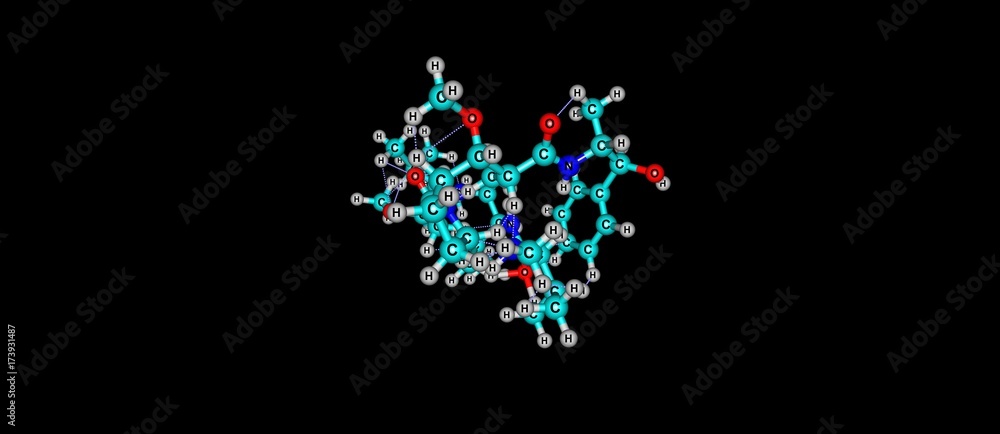 Monomethyl auristatin E molecular structure isolated on black