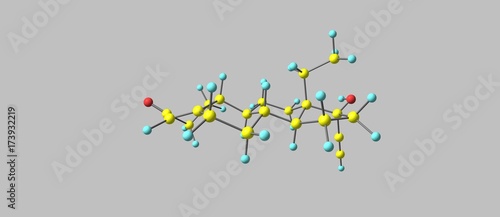 Levonorgestrel molecular structure isolated on grey photo