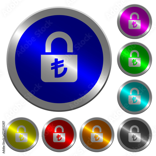 Locked lira luminous coin-like round color buttons