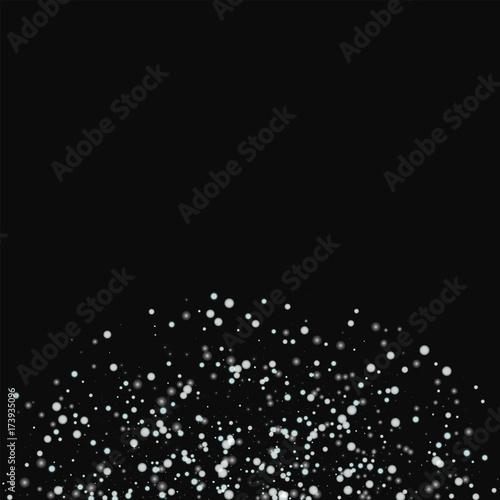 Amazing falling snow. Bottom semicirclee with amazing falling snow on black background. Attractive Vector illustration.
