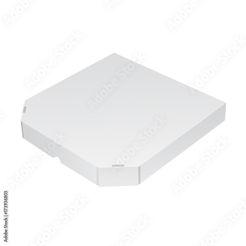 Realistic packing box for pizza. Vector 3d illustration