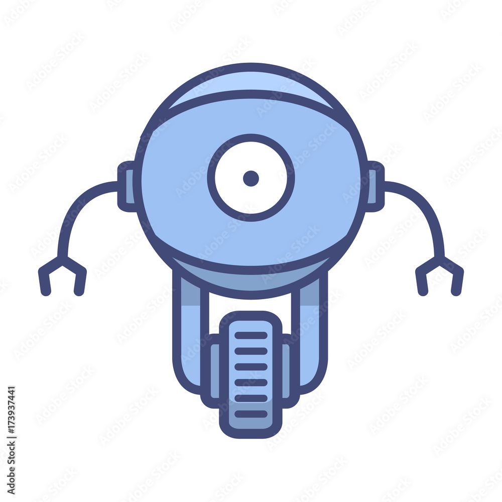 Robot in cartoon  assistant on the website or a mobile   mechanical robotic assistant. Technology and science  of the future. A vector in flat linear style. Stock Vector | Adobe Stock