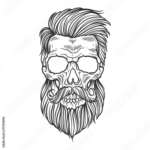 Bearded skull illustration
