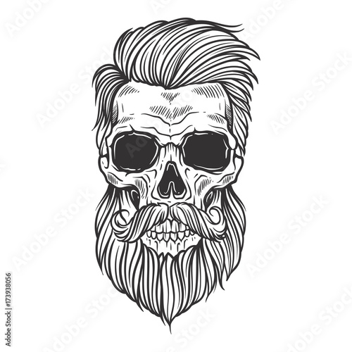 Bearded skull illustration