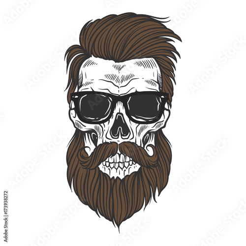 Bearded skull illustration © mrvayn