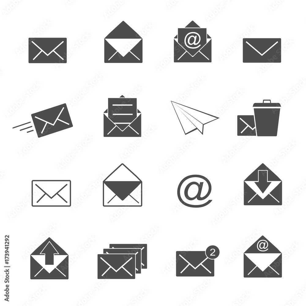 envelope and mail icons set vector envelope and mail icons set vector