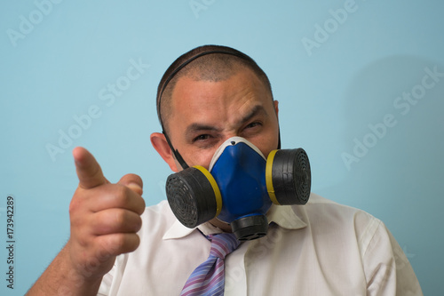 Businessman with a respirator