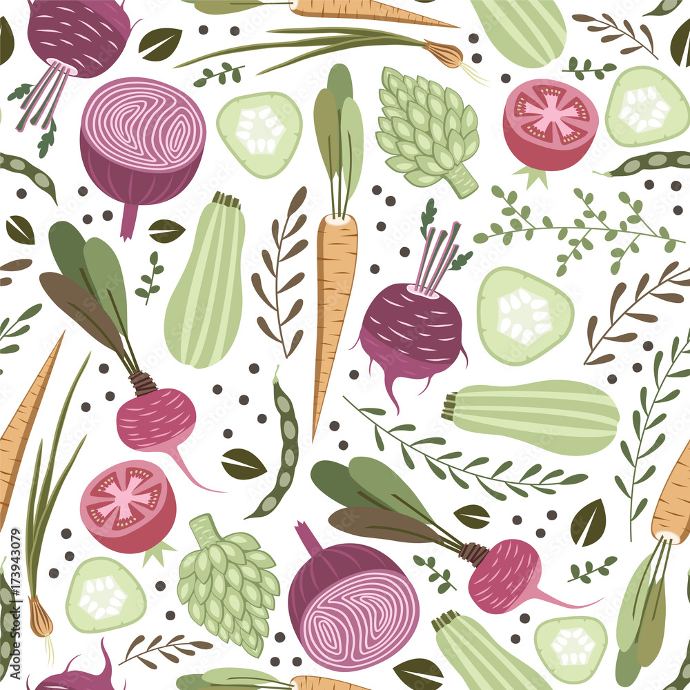 seamless pattern with healthy vegetables