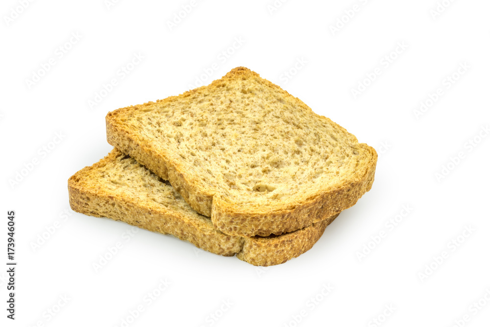 Organic, rustic toast isolated on white background. Clipping path included. Organic, rustic toast isolated on white background. Clipping path included.
