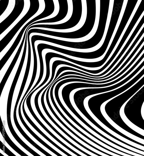 optical art abstract background wave design black and white