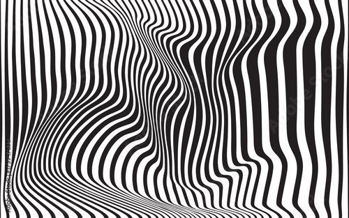 Wallpaper Mural optical art abstract background wave design black and white Torontodigital.ca