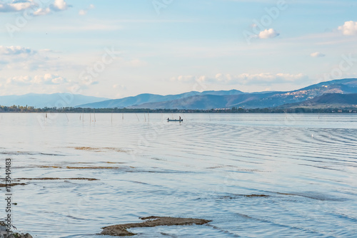 Lake Trasimeno in Umbria  with rippled water
