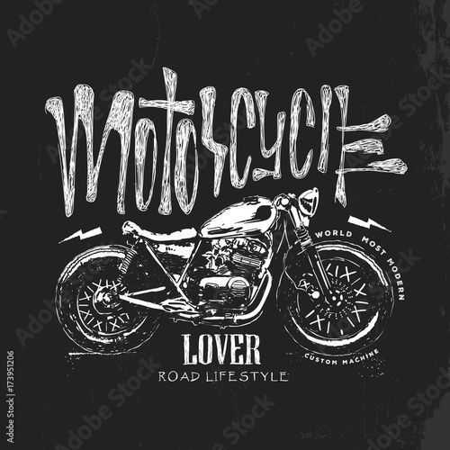 Vintage Motorcycle hand drawn vector t-shirt