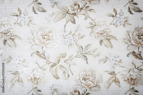 old vintage paper wallpaper with flowers background texture