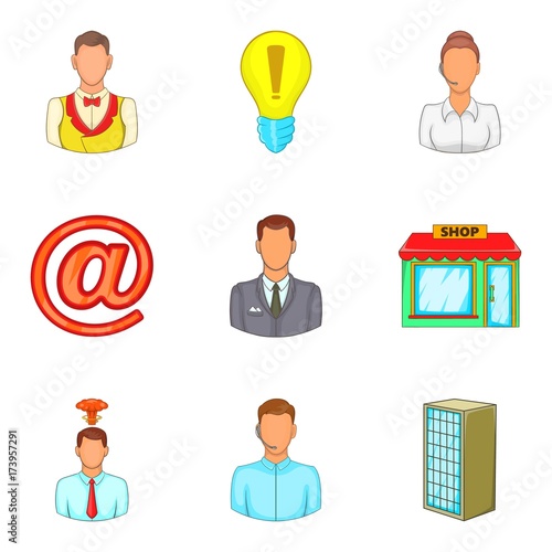 Loan for business icons set, cartoon style