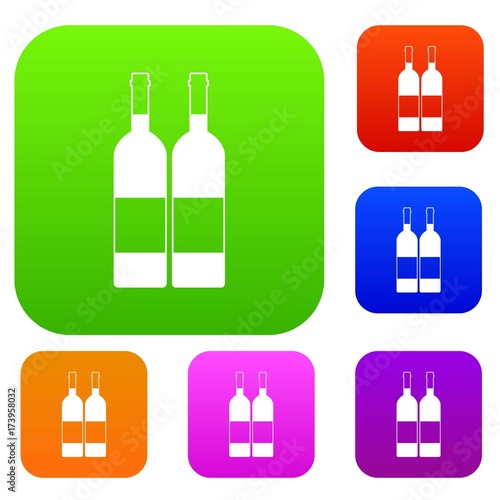 Two bottles of wine set color collection