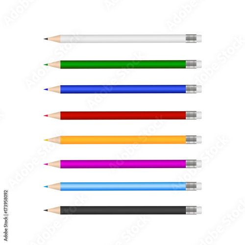 Blank of pencils with different colors. Vector