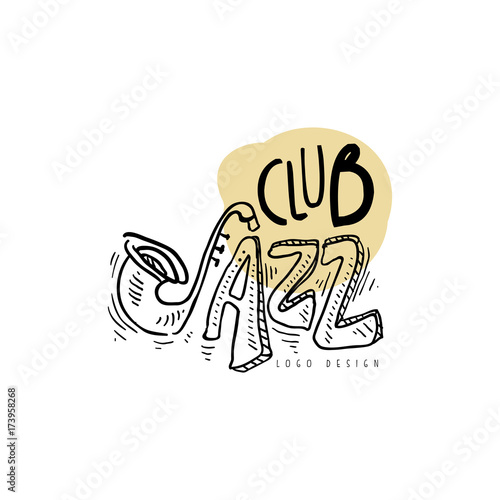 Photography Jazz club logo, vintage music label, element for flyer, card, leaflet or banner,