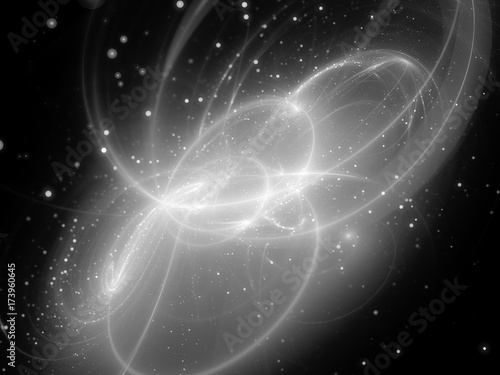 Magical glowing curves with particles texture