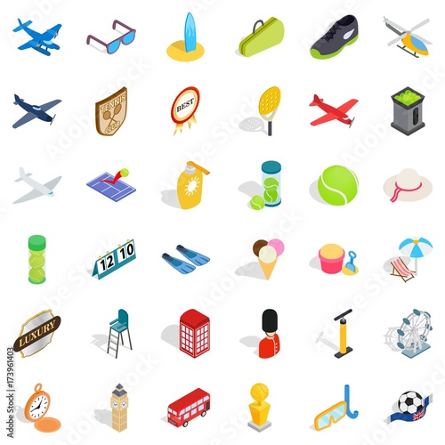 Ball icons set, isometric style