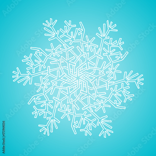 Winter white snowflake on blue background. Christmas element. Vector illustration.