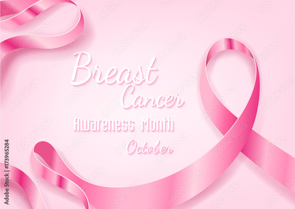 Breast Cancer October Awareness Month Campaign Background with paper pink ribbon symbol