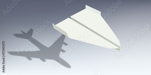 avion - origami - symbole - ombre - avion de ligne -succès - réussite - start-up - concept