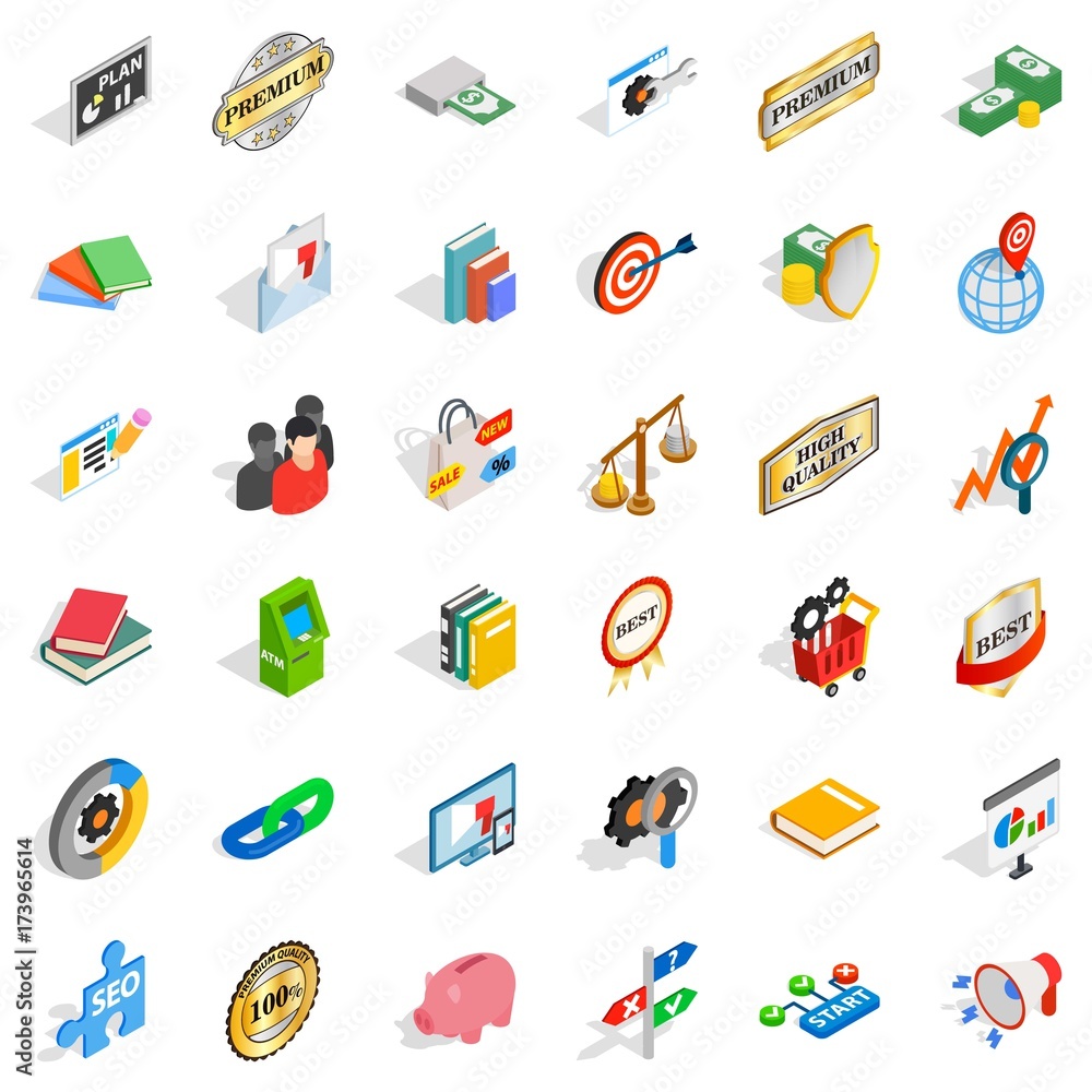 Bank icons set, isometric style Bank icons set, isometric style