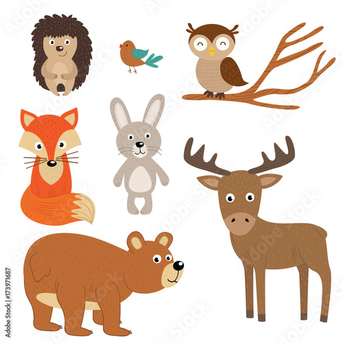 Wallpaper Mural set of isolated forest animals - vector illustration, eps Torontodigital.ca