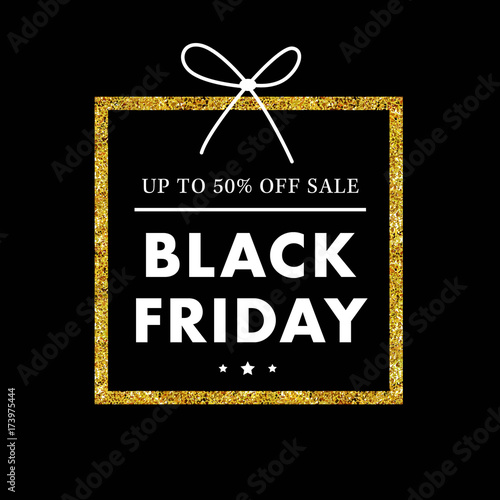 Black Friday Sale, Black weekend Sale Poster, banner with gold elements - Vector Illustration vol. 18