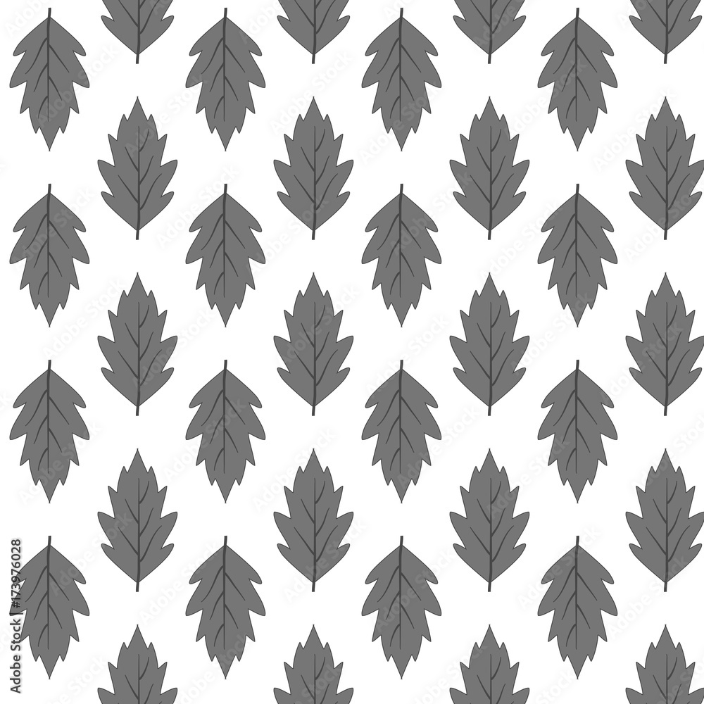 Obraz premium Leaf seamless pattern. Fashion graphic background design. Modern stylish abstract texture. Monochrome template for prints, textiles, wrapping, wallpaper, website . Design element. Vector illustration